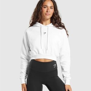 Gymshark White Cropped Relaxed Hoodie